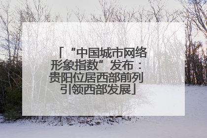 “中国城市网络形象指数”发布：贵阳位居西部前列 引领西部发展