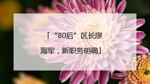 “80后”区长廖海军，新职务明确