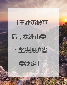 王建勇被查后，株洲市委：坚决拥护省委决定