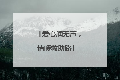 爱心润无声，情暖救助路