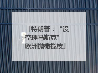 特朗普：“没空理马斯克” 欧洲抛橄榄枝