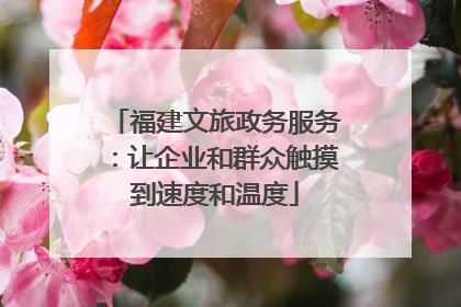 福建文旅政务服务：让企业和群众触摸到速度和温度