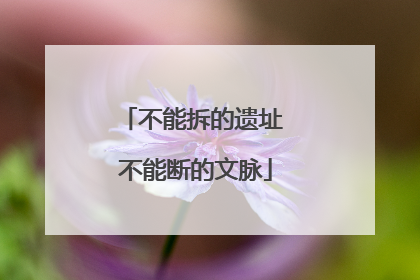 不能拆的遗址 不能断的文脉
