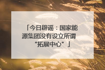今日辟谣：国家能源集团没有设立所谓“拓展中心”