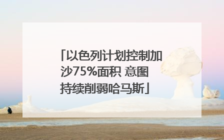 以色列计划控制加沙75%面积 意图持续削弱哈马斯