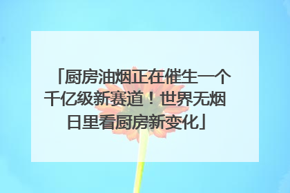 厨房油烟正在催生一个千亿级新赛道！世界无烟日里看厨房新变化