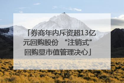 券商年内斥资超13亿元回购股份 “注销式”回购显市值管理决心