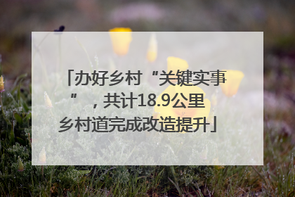 办好乡村“关键实事”，共计18.9公里乡村道完成改造提升
