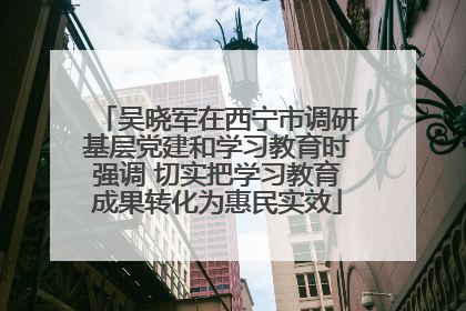 吴晓军在西宁市调研基层党建和学习教育时强调 切实把学习教育成果转化为惠民实效