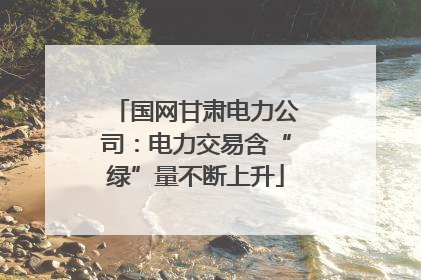 国网甘肃电力公司：电力交易含“绿”量不断上升