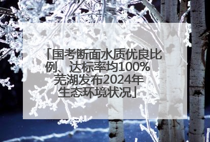 国考断面水质优良比例、达标率均100% 芜湖发布2024年生态环境状况