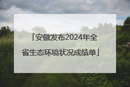 安徽发布2024年全省生态环境状况成绩单