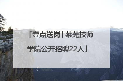 壹点送岗│莱芜技师学院公开招聘22人