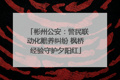 彬州公安：警民联动化赡养纠纷 枫桥经验守护夕阳红