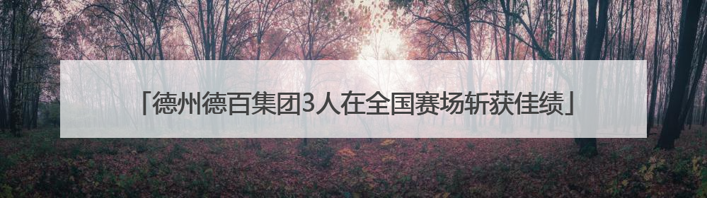 德州德百集团3人在全国赛场斩获佳绩
