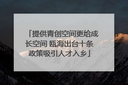 提供青创空间更给成长空间 瓯海出台十条政策吸引人才入乡