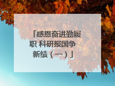 感恩奋进勤履职 科研报国争新绩（一）