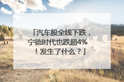 汽车股全线下跌，宁德时代也跌超4%！发生了什么？