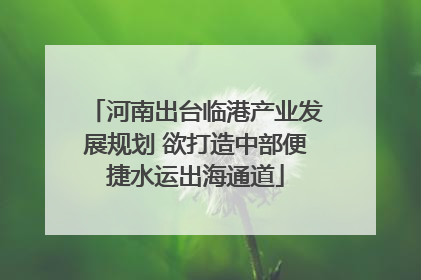 河南出台临港产业发展规划 欲打造中部便捷水运出海通道