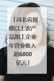河北省规模以上农产品加工企业年营业收入超6800亿元