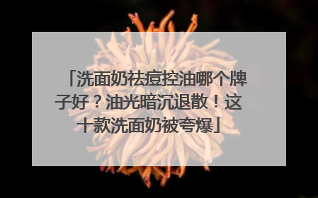 洗面奶祛痘控油哪个牌子好？油光暗沉退散！这十款洗面奶被夸爆