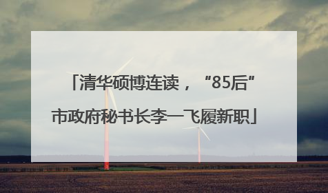 清华硕博连读，“85后”市政府秘书长李一飞履新职