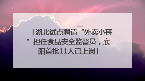 湖北试点聘请“外卖小哥”担任食品安全监督员，襄阳首批11人已上岗