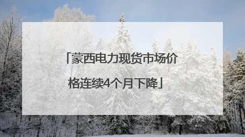 蒙西电力现货市场价格连续4个月下降