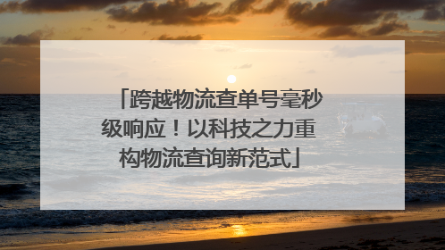 跨越物流查单号毫秒级响应！以科技之力重构物流查询新范式