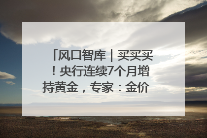 风口智库｜买买买！央行连续7个月增持黄金，专家：金价或仍易涨难跌