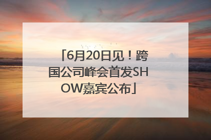 6月20日见！跨国公司峰会首发SHOW嘉宾公布